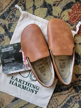Earthing Harmony Leather Barefoot Grounding Shoes Unisex EU 41 Barely Worn Honey